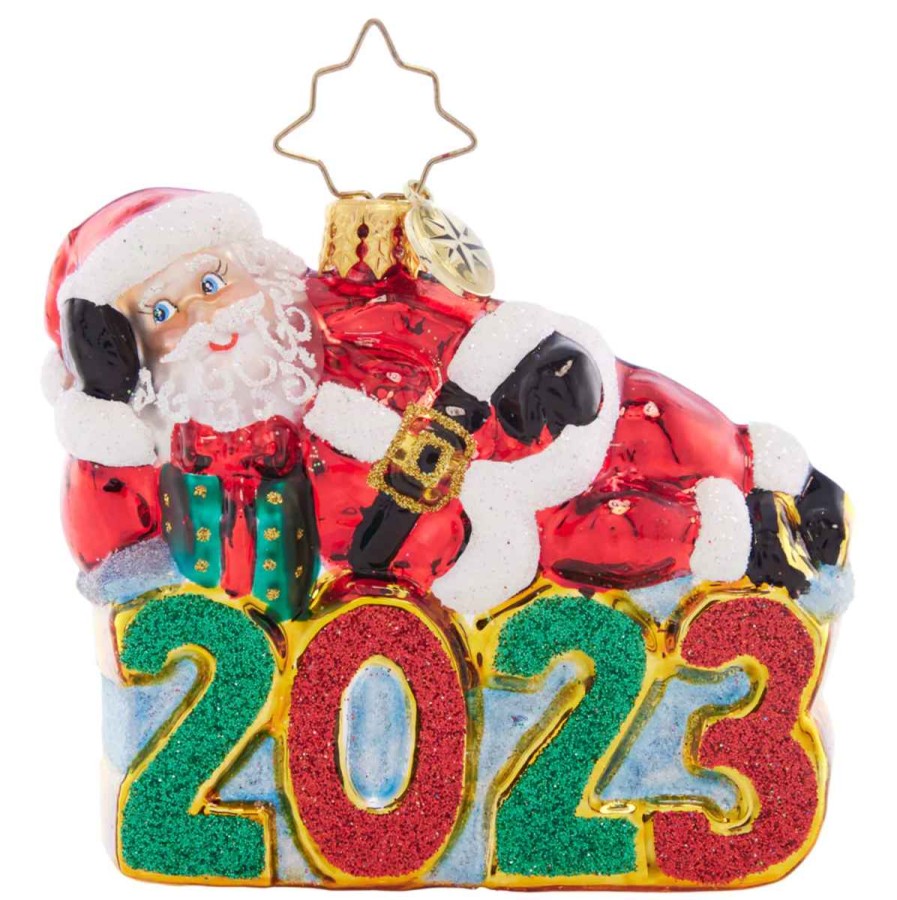 Ornaments Christmas Place 2023 Shining Bright Santa Glass Gem
